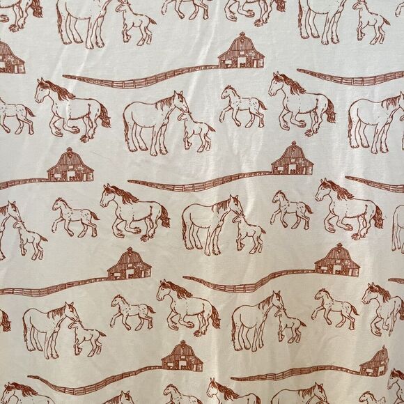 Kate Quinn Bamboo Winter Horse Family Print Turtleneck Long Sleeve Top Size 7 - Picture 6 of 14